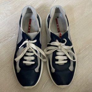 AUTHENTIC PRADA SZ 9 navy/silver, mesh fabric